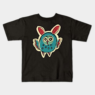 Short and Blue Simple Owl Illustration Kids T-Shirt